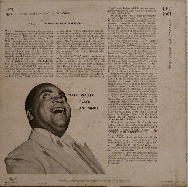 Fats Waller : "Fats" Waller Plays And Sings (LP, Comp)