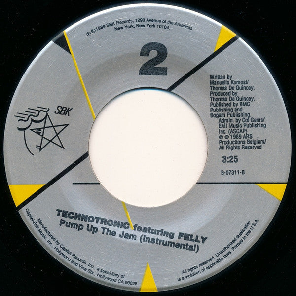 Technotronic Featuring Felly : Pump Up The Jam (7", Single)