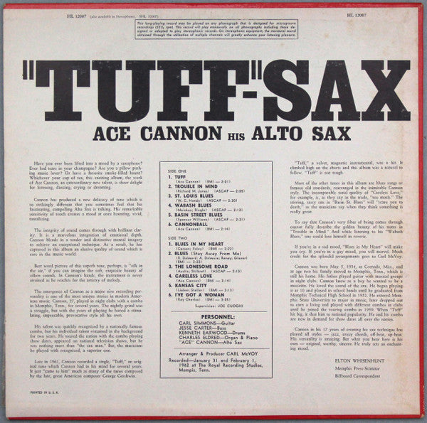 Ace Cannon : "Tuff"-Sax (LP, Album, Mono)