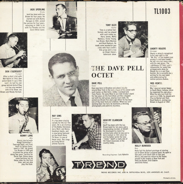 Dave Pell Octet : The Dave Pell Octet Plays A Gallery Of Seldom Heard Tunes By Irving Berlin (10", Album, Mono)