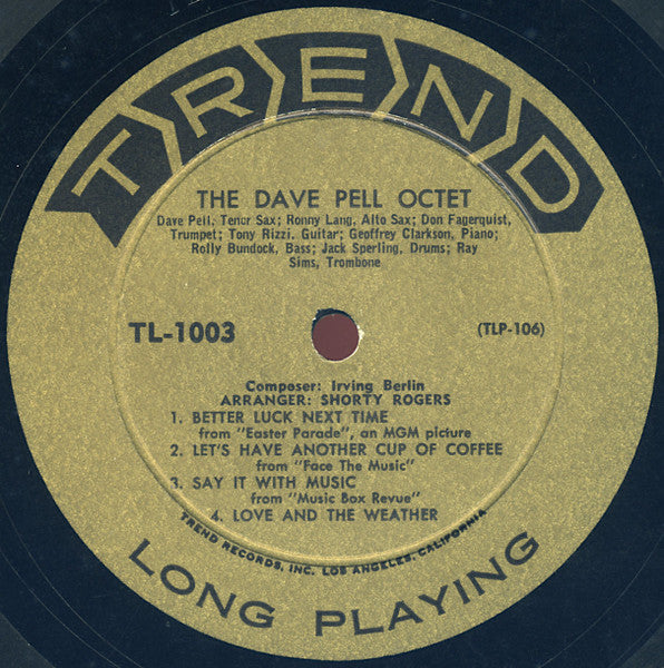 Dave Pell Octet : The Dave Pell Octet Plays A Gallery Of Seldom Heard Tunes By Irving Berlin (10", Album, Mono)