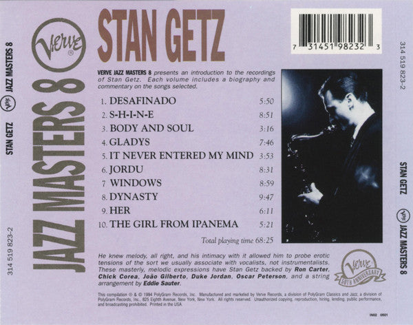 Stan Getz : Verve Jazz Masters 8 (CD, Comp)