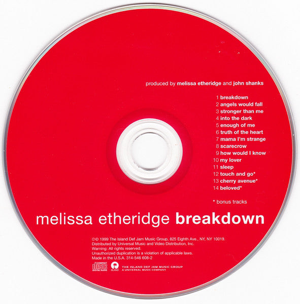 Melissa Etheridge : Breakdown (CD, Album, Enh, Ltd, PMD)