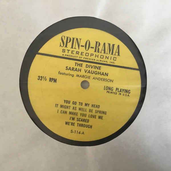 Sarah Vaughan With Margie Anderson : The Divine Sarah Vaughan Sings (LP)