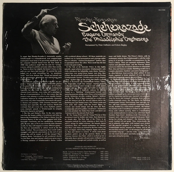 Rimsky-Korsakov* / Eugene Ormandy, The Philadelphia Orchestra : Scheherazade (LP, Album, RE, RM)