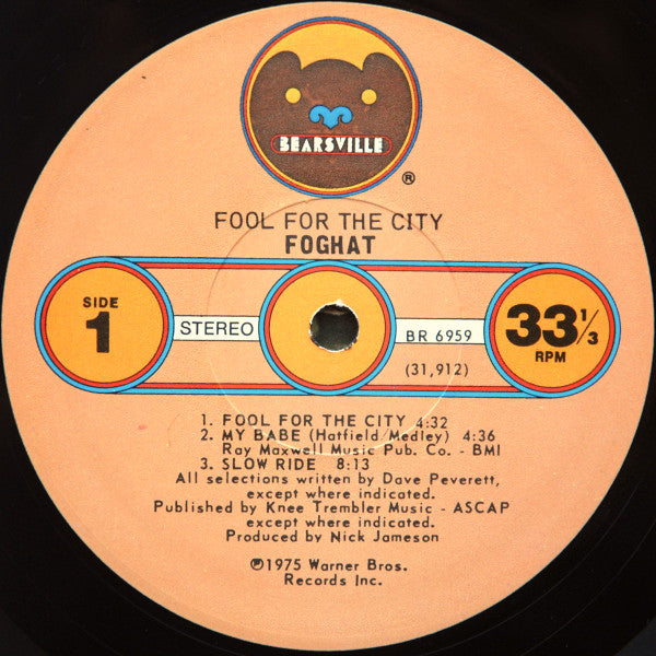 Foghat : Fool For The City (LP, Album, Los)