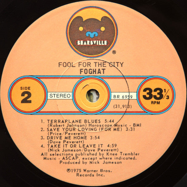 Foghat : Fool For The City (LP, Album, Los)