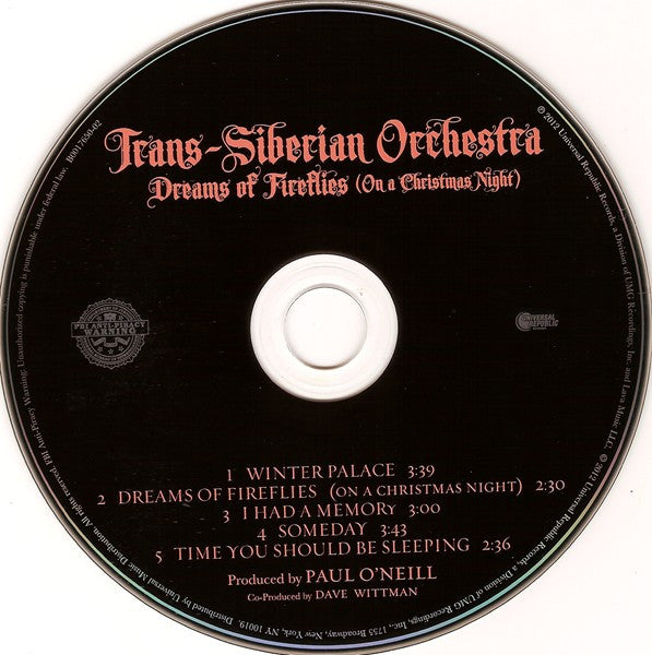 Trans-Siberian Orchestra : Dreams Of Fireflies (On A Christmas Night) (CD, EP)