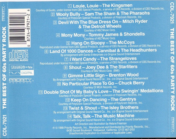 Various : The Best Of 60s Party Rock (Original Master Recordings) (CD, Comp)