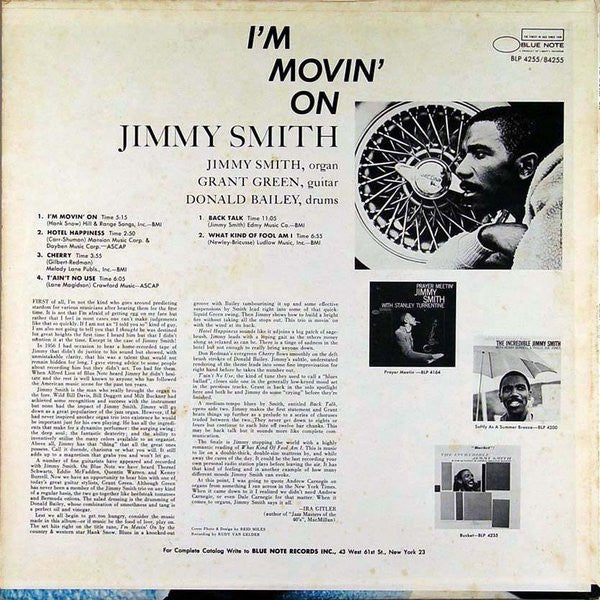 Jimmy Smith : I'm Movin' On (LP, Album, Mono)