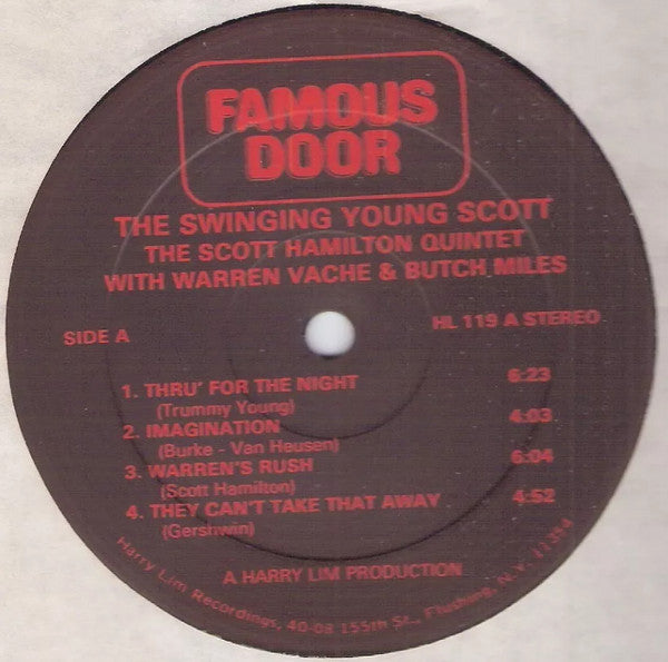 The Scott Hamilton Quintet With Warren Vaché And Butch Miles : Swinging Young Scott (LP, Album)