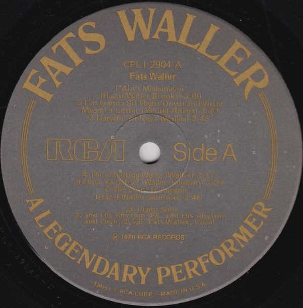 Fats Waller : A Legendary Performer (LP, Comp)