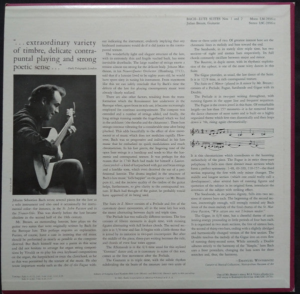 Julian Bream - J. S. Bach* : Lute Suites Nos. 1 And 2 (LP, Album)