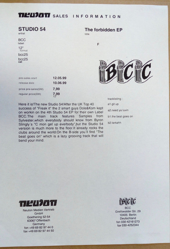 Studio 45 : The Forbidden EP (12", EP)