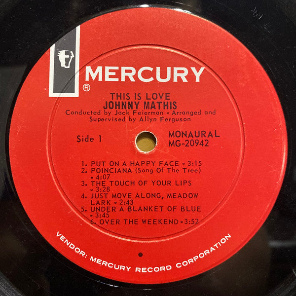 Johnny Mathis : This Is Love (LP, Album, Mono, Ric)