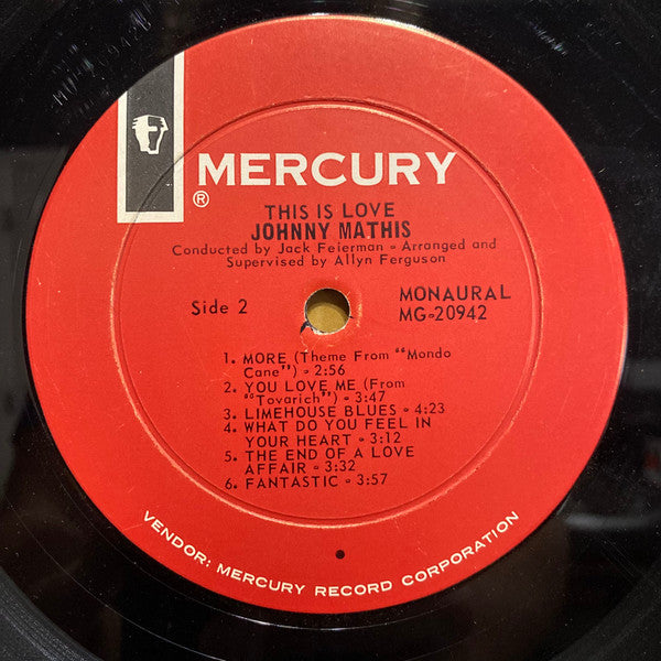 Johnny Mathis : This Is Love (LP, Album, Mono, Ric)
