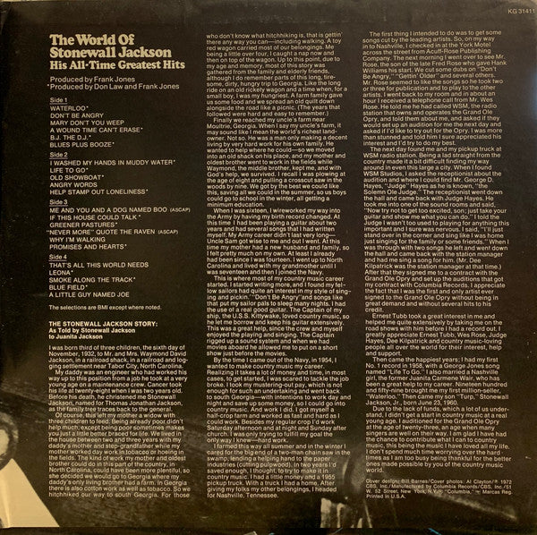 Stonewall Jackson : The World Of Stonewall Jackson - His All-Time Greatest Hits (2xLP, Comp, Ter)