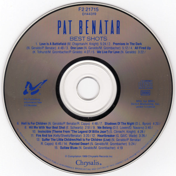 Pat Benatar : Best Shots (CD, Comp, Club)