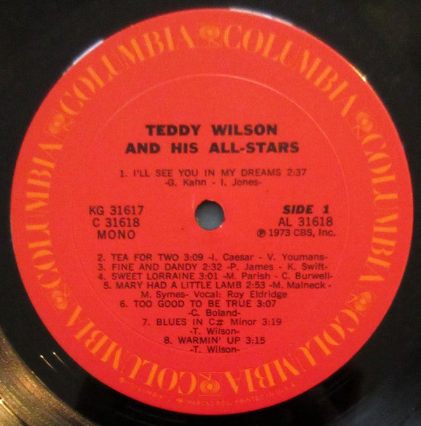 Teddy Wilson : Teddy Wilson And His All-Stars (2xLP, Comp, Mono)