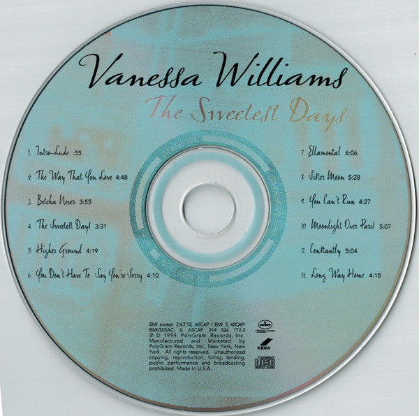 Vanessa Williams : The Sweetest Days (CD, Album)