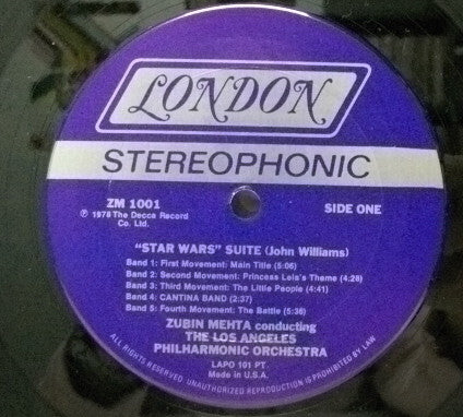 Zubin Mehta Conducts Los Angeles Philharmonic Orchestra : Suites From Star Wars And Close Encounters Of The Third Kind (LP, + P)