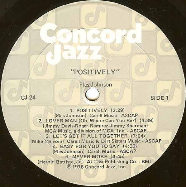 Plas Johnson : Positively (LP, Album)