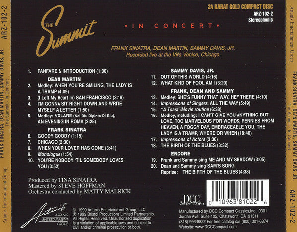 Frank Sinatra, Sammy Davis Jr. & Dean Martin : The Summit: In Concert (CD, Ltd, Num, 24 )