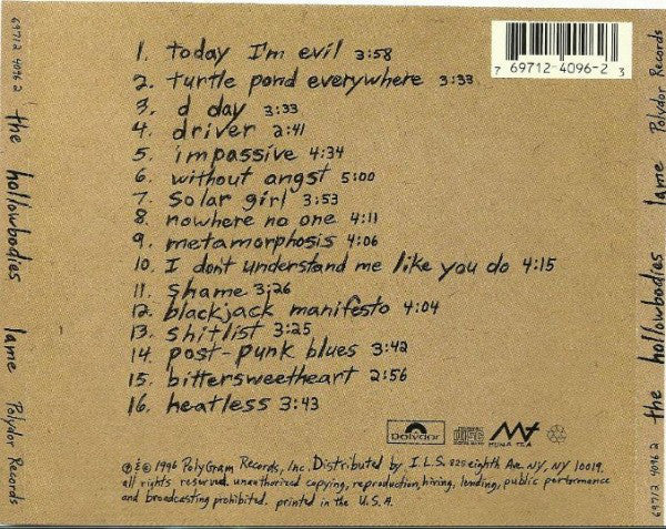 The Hollowbodies : Lame (CD, Album)