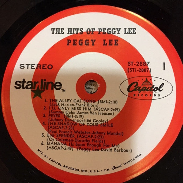 Peggy Lee : The Hits Of Peggy Lee (LP, Comp)