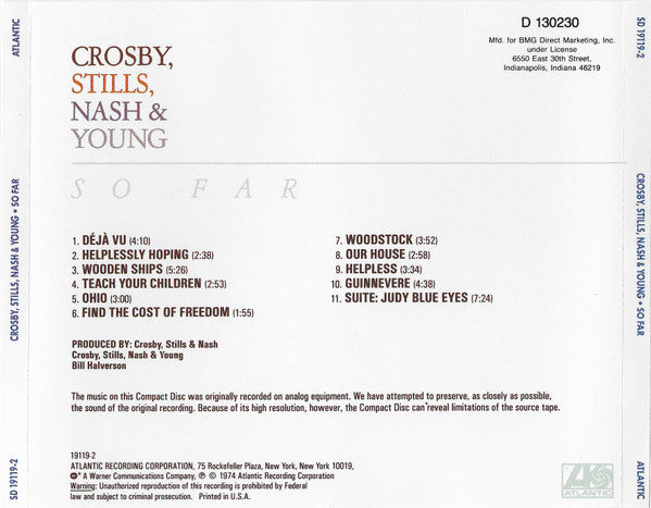 Crosby, Stills, Nash & Young : So Far (CD, Comp, Club, RE, BMG)