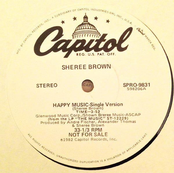 Sheree Brown : Happy Music (12", Promo)