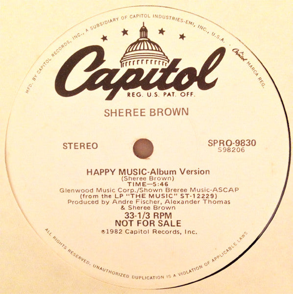 Sheree Brown : Happy Music (12", Promo)