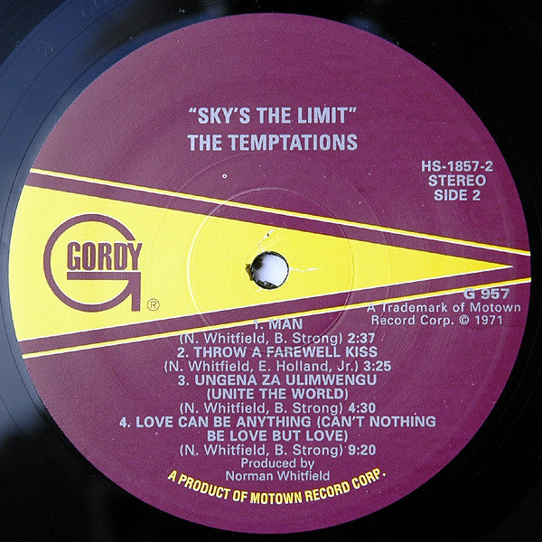 The Temptations : Sky's The Limit (LP, Album, RE)