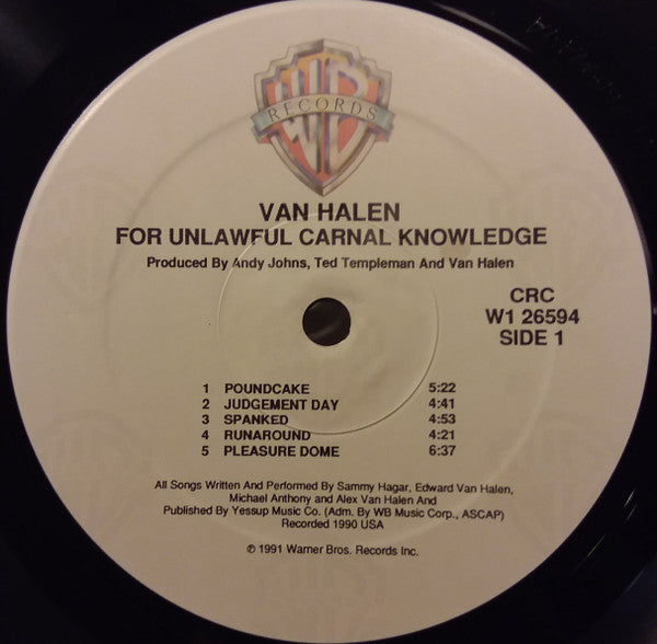 Van Halen : For Unlawful Carnal Knowledge (LP, Album, Club)