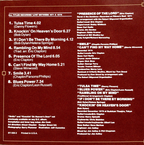 Eric Clapton : Timepieces Vol. II - 'Live' In The Seventies (CD, Comp, RE)