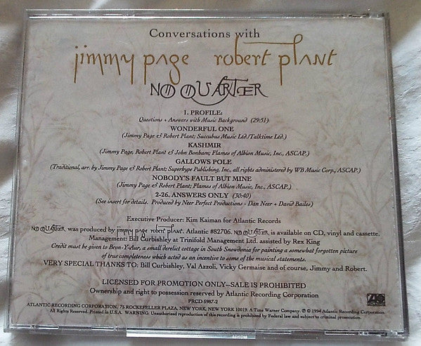 Jimmy Page, Robert Plant : Conversations With: Plus Music From No Quarter (CD, Promo)