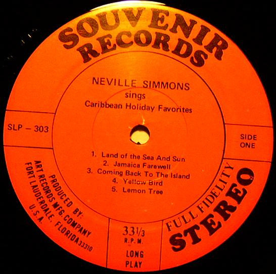 Neville Simmons : Sings Caribbean Holiday Favorites (LP, Album)