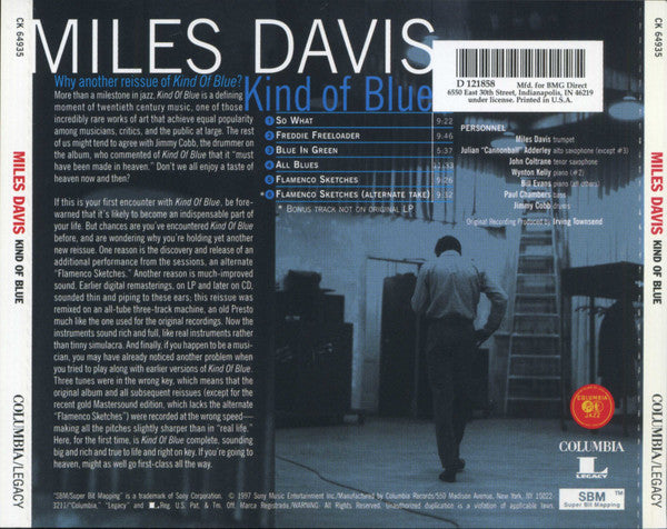 Miles Davis : Kind Of Blue (CD, Album, Club, RE)