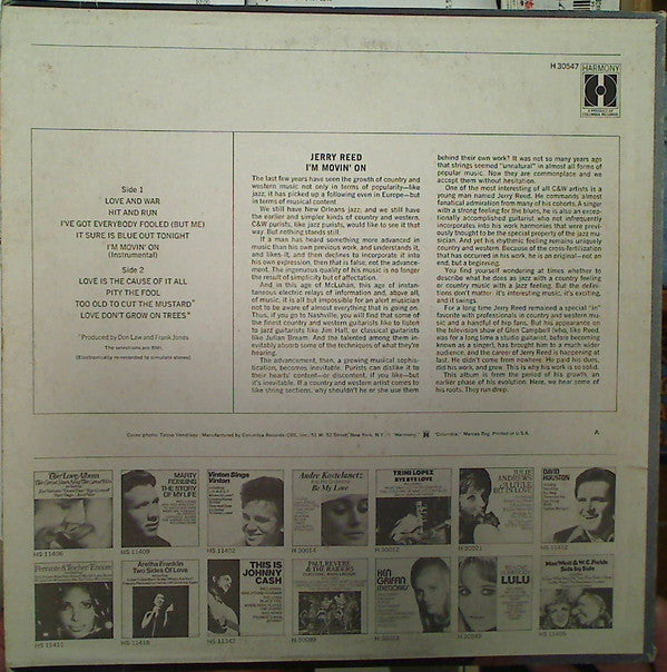 Jerry Reed : I'm Movin' On (LP, Album, Comp, Pit)