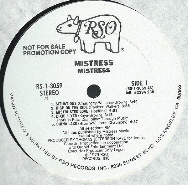 Mistress (6) : Mistress (LP, Album, Promo, 73)