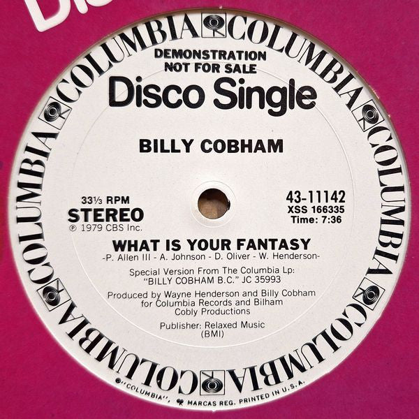 Billy Cobham : What Is Your Fantasy / Bring Up The House Lights (12", Promo)
