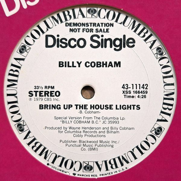 Billy Cobham : What Is Your Fantasy / Bring Up The House Lights (12", Promo)