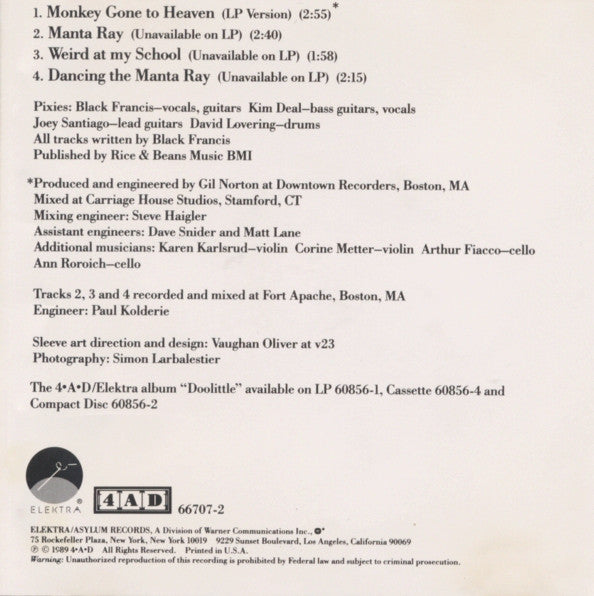 Pixies : Monkey Gone To Heaven (CD, Single)
