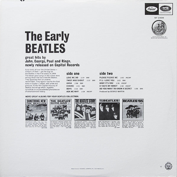 The Beatles : The Early Beatles (LP, Comp, RE, Win)