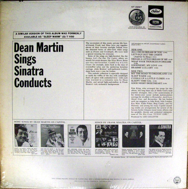 Dean Martin, Frank Sinatra : Dean Martin Sings Frank Sinatra Conducts (LP, Album, Scr)