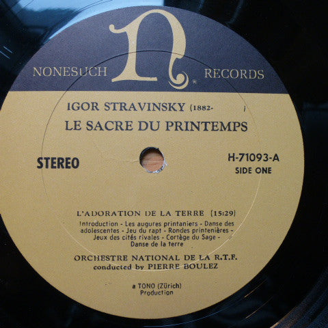 Igor Stravinsky - Pierre Boulez, Orchestre National De France : The Rite Of Spring (Le Sacre du Printemps) (LP, RP)