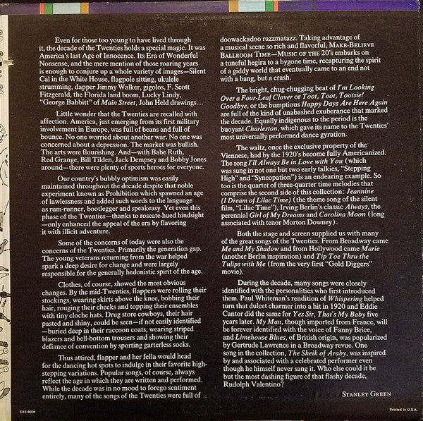 Various : Make-Believe Ballroom Time Music Of The 20's (2xLP, Comp)