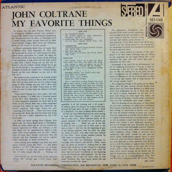 John Coltrane : My Favorite Things (LP, Album, RP)