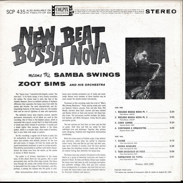 Zoot Sims And His Orchestra : New Beat Bossa Nova Means The Samba Swings (LP, Album, RE, RCA)
