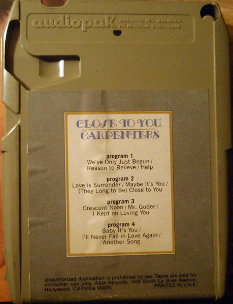 Carpenters : Close To You (8-Trk, Album, Aud)